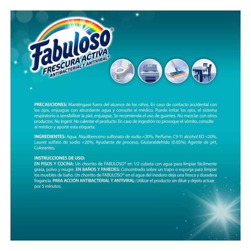 Limpiador Multiusos Líquido Fabuloso Frescura Activa Mar Fresco 3.7L