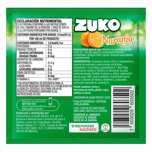 Saborizante ZUKO Sabor Naranja Rinde 1 Litro 8g