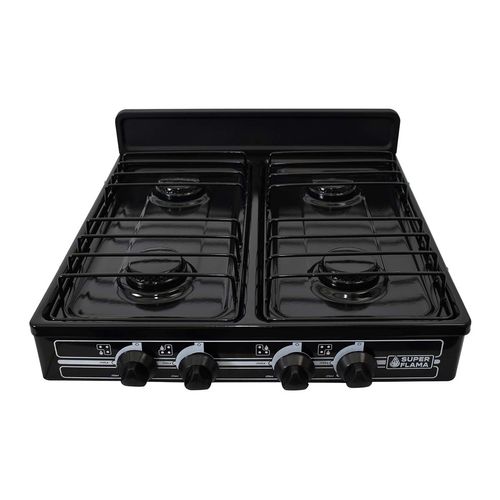 Parrilla Super Flama Gas de 4 Quemadores Negro 4Q-N