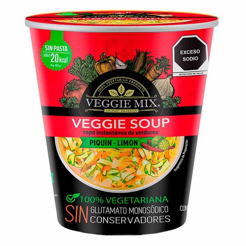 Sopa Instantánea de Verduras Veggie Mix Sabor Piquín-Limón Vaso 26g