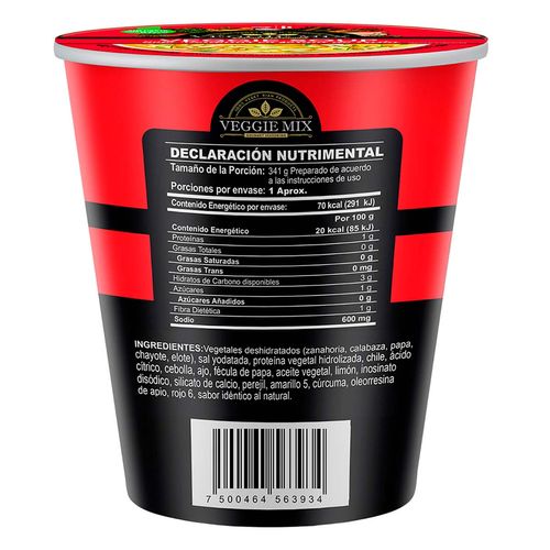 Sopa Instantánea de Verduras Veggie Mix Sabor Piquín-Limón Vaso 26g
