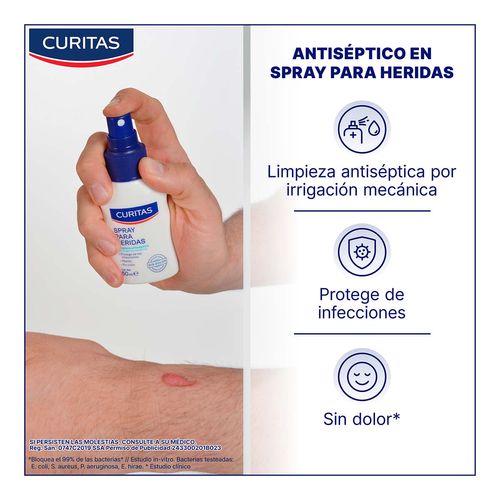 Antiséptico en Spray Curitas Reparador Heridas 50ml