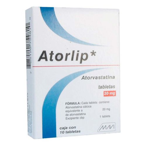Tabletas Atorlip 20mg Caja con 10 Tabletas