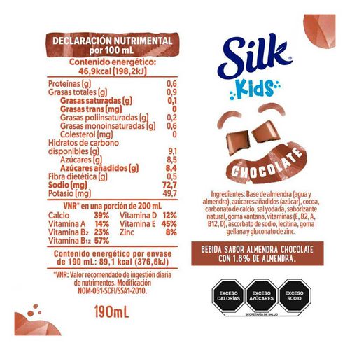 Silk kids Bebida Vegetal Sabor Almendra con Chocolate 190 ml