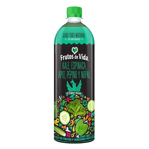 Jugo de Kale, Espinaca, Apio, Pepino y Nopal Frutos de Vida 1L