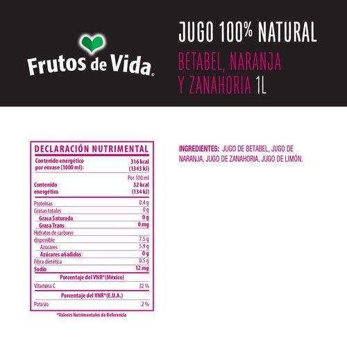 Jugo de Betabel, Naranja y Zanahoria 1L