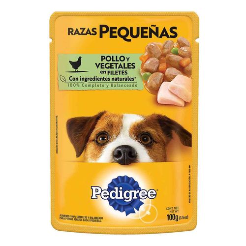 Sobres Pedigree para Perros Razas Pequeñas Sabor Pollo y Vegetales 100g