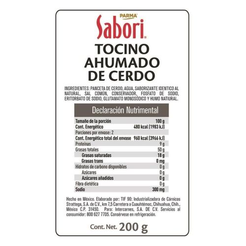 Tocino Ahumado de Cerdo Sabori 200g