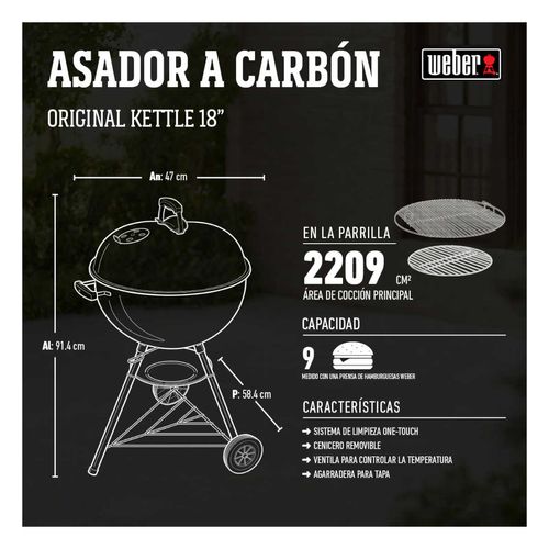 Asador Weber Original Kettle 18 Pulgadas