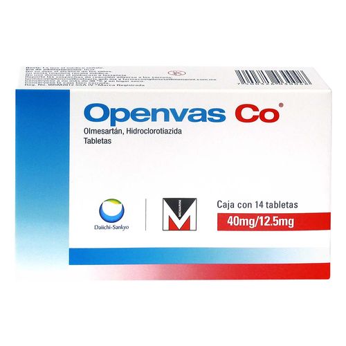 Tabletas Openvas Co 40mg/12.5mg Caja con 14 Tabletas