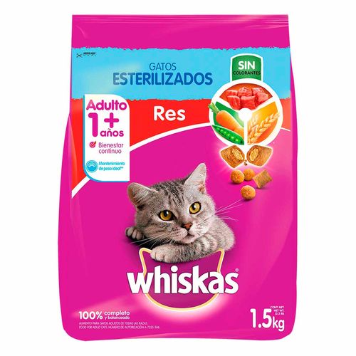 Croquetas Whiskas para Gatos Receta Esterilizados 1.5Kg + 200g