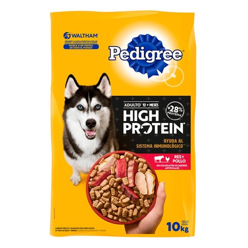 Croquetas Pedigree High Protein para Perros Adultos Sabor Res y Pollo 10 + 1kg
