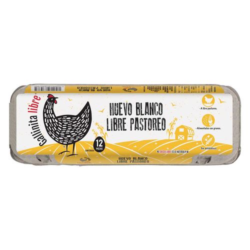 Huevo Gallinita Blanco Libre Pastoreo 12 Piezas