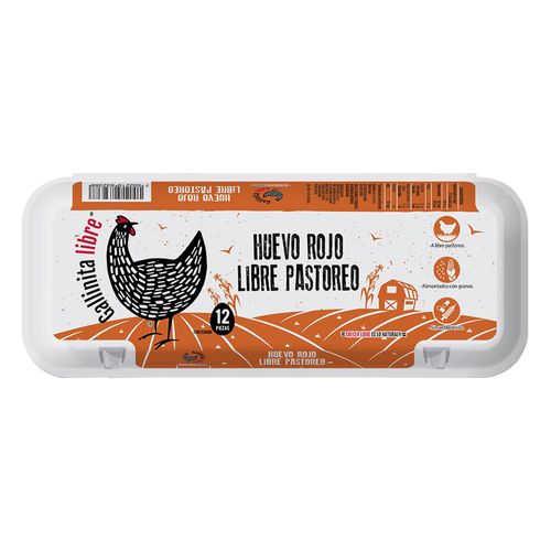 Huevo Gallinita Libre Rojo Libre Pastoreo 12 Piezas