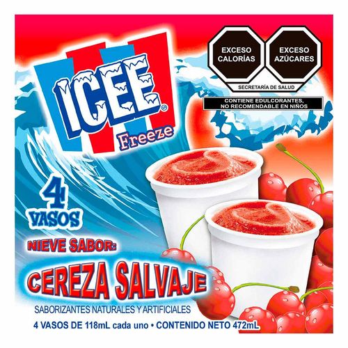 Nieve ICEE Cereza 4 Piezas 118 ml