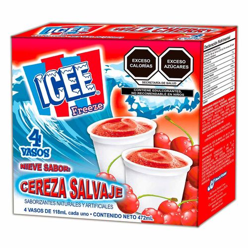 Nieve ICEE Cereza 4 Piezas 118 ml