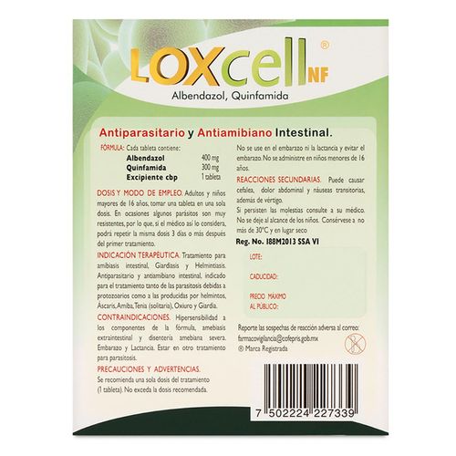 Tableta Loxcell 400mg/300mg Caja con 1 Tableta