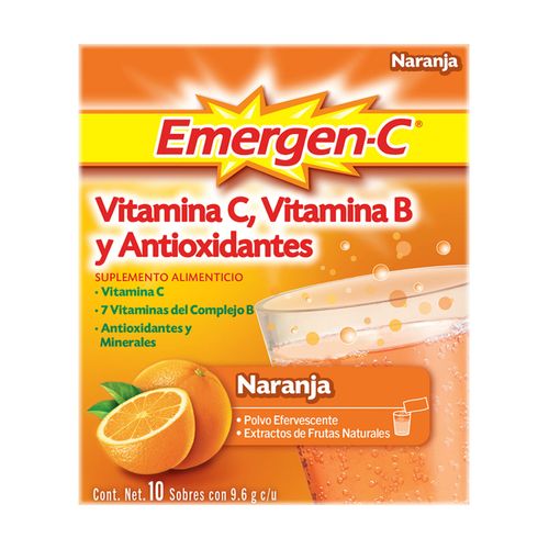 Emergen-C Suplemento Alimenticio Polvo Efervescente Sabor Limón  Caja con 10 Sobres