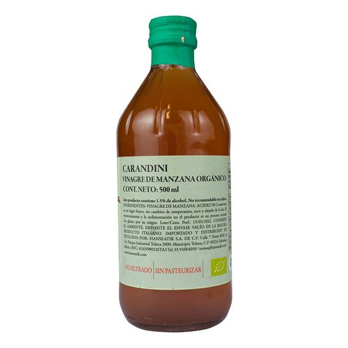Vinagre de Manzana OrgánicoBotella de Carandini Italia 500 ml