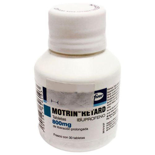 Tabletas Motrin Retard 800mg Liberación Prolongada Frasco con 30 Tabletas
