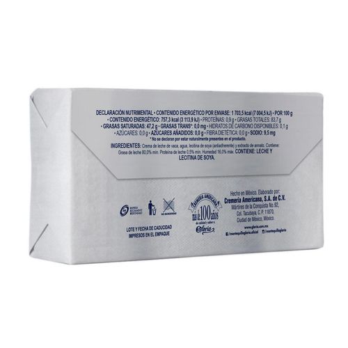 Mantequilla Gloria Le Cordón Bleu sin Sal 225g