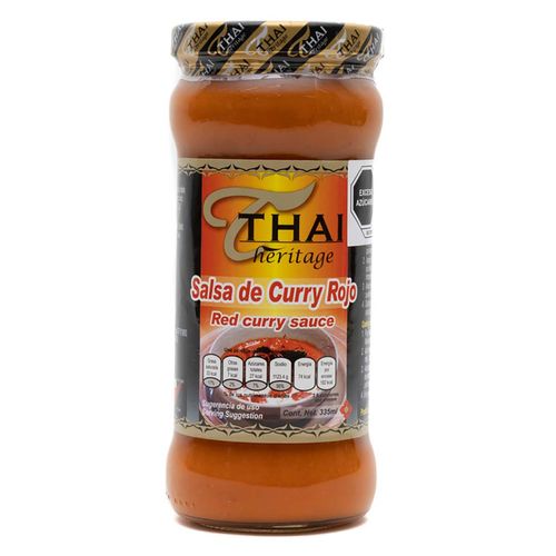 Salsa de Curry Rojo Botella de Vidrio Thai Heritage Tailandia de 335ml