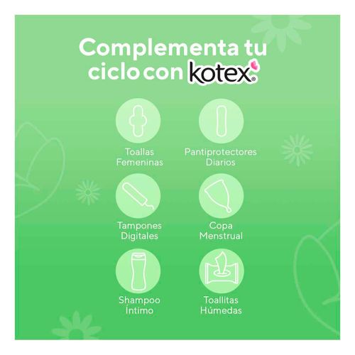 Toallas Femeninas Kotex Naturals Anatómica con Alas 16 Toallas
