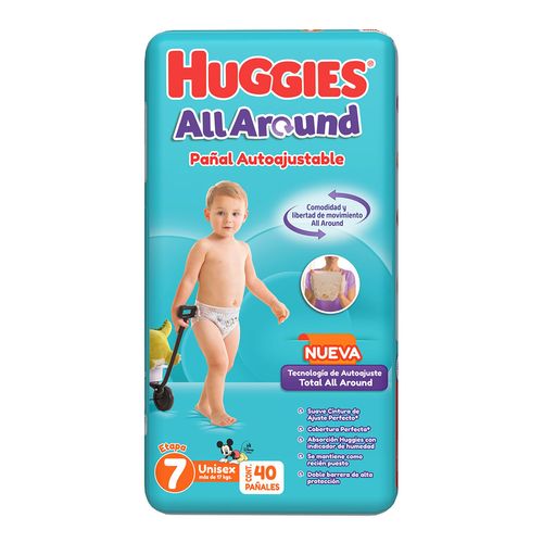 Pañales Huggies All Around Etapa 7 Unisex 40 Pañales