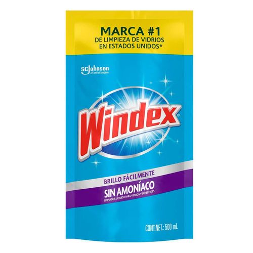 Limpiador Líquido para Vidrios y Superficies Windex Crystal Rain Repuesto de 500ml