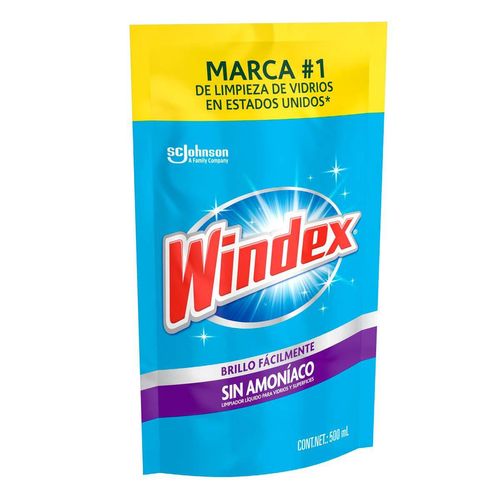 Limpiador Líquido para Vidrios y Superficies Windex Crystal Rain Repuesto de 500ml