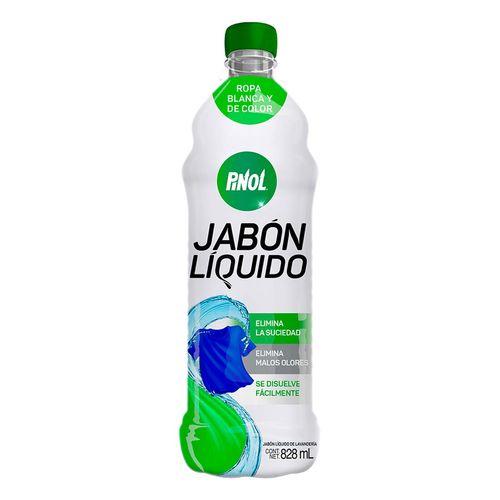 Jabón Líquido de Lavandería Pinol Ropa Blanca y de Color 828ml