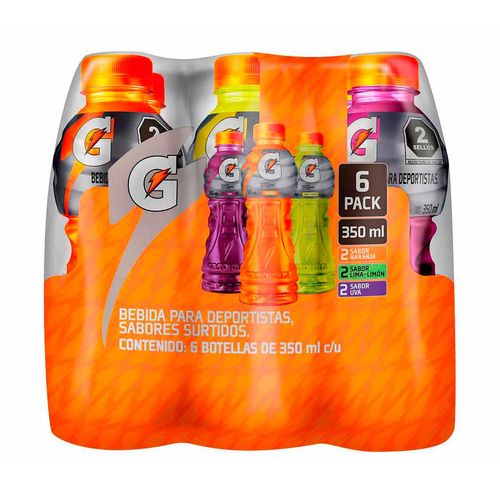 Bebida Isotónica Gatorade 6 pack varios sabores de 350ml c/u