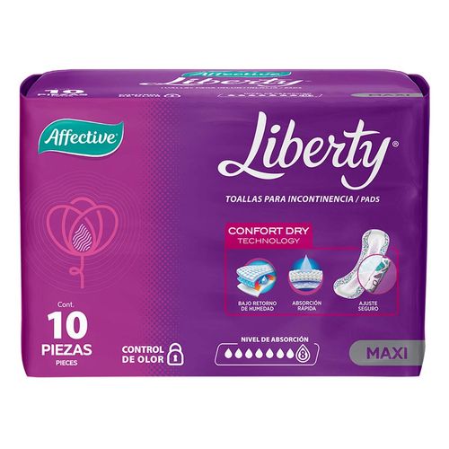 Toallas Femeninas para Incontinencia Affective Liberty Talla Maxi 10 Toallas