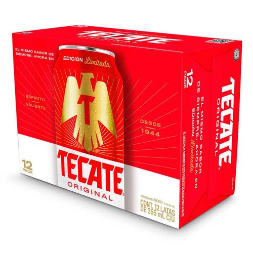 Cerveza Clara Tecate Original 12 Latas de 355ml c/u