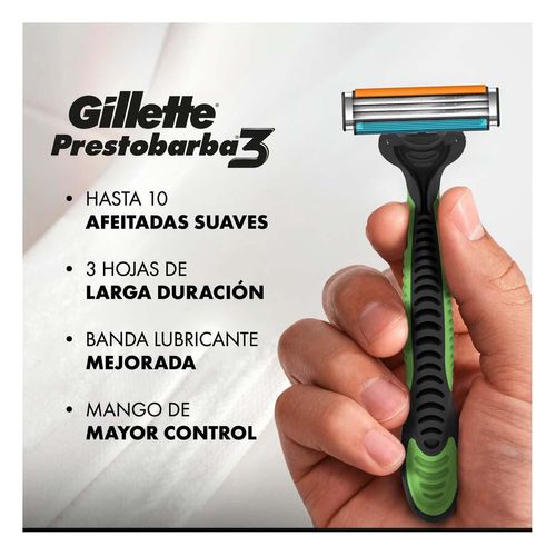 Rastrillo Gillette Prestobarba3 Sport  3 Hojas para Rasurar al Ras 3 Unidades