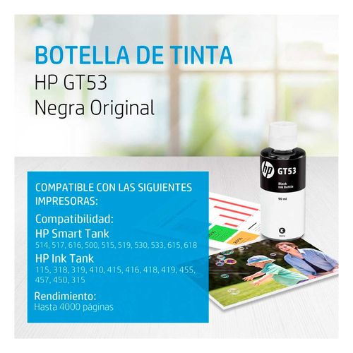 Botella de Tinta Negra HP GT53 Original
