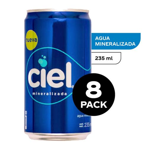 Agua Mineralizada Ciel 8 Latas de 235ml c/u