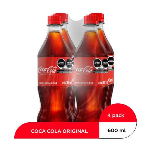 Refresco Coca-Cola Original 4 Botellas de 600ml c/u