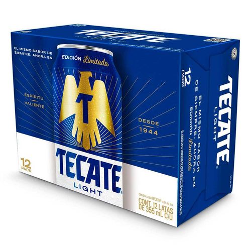 Cerveza Clara Tecate Light 12 Latas de 355ml c/u
