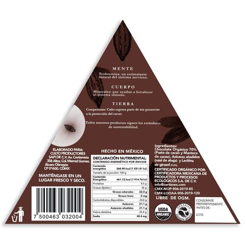 Chocolate Culto 70% Cacao 80g