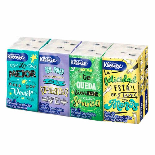 Pañuelos Faciales Kleenex 8 Paquetes de 15 Pañuelos