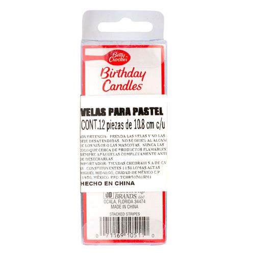 Velitas Betty Crocker Rayadas con 12 Piezas