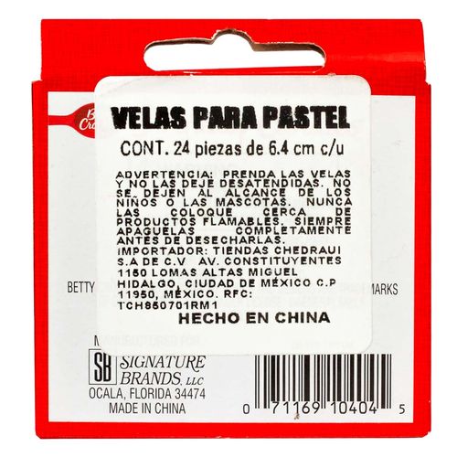 Velitas Betty Crocker White 24 Piezas
