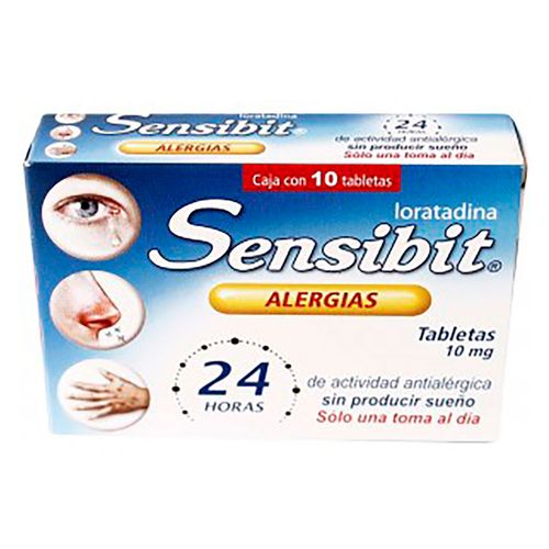 Tabletas Sensibit Alergias 10mg Caja con 10 Tabletas
