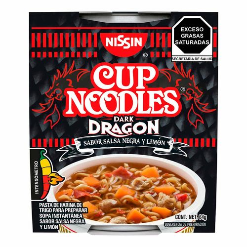Sopa Instantánea Nissin Dark Dragon Salsa Negra y Limón 64g