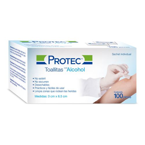 Toallitas con Alcohol Protec con 100 piezas