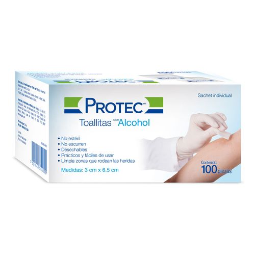 Toallitas con Alcohol Protec con 100 piezas