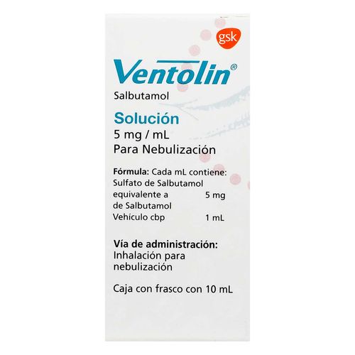 Solución para Nebulización Ventolin 5mg Caja con Frasco con 10ml