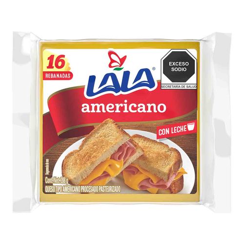 Queso Lala Americano Rebanado con 16 Rebandas 288g