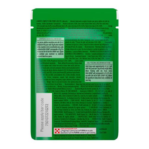 Purina Dog Chow Cordero Alimento Húmedo Adultos Todos los Tamaños 100g